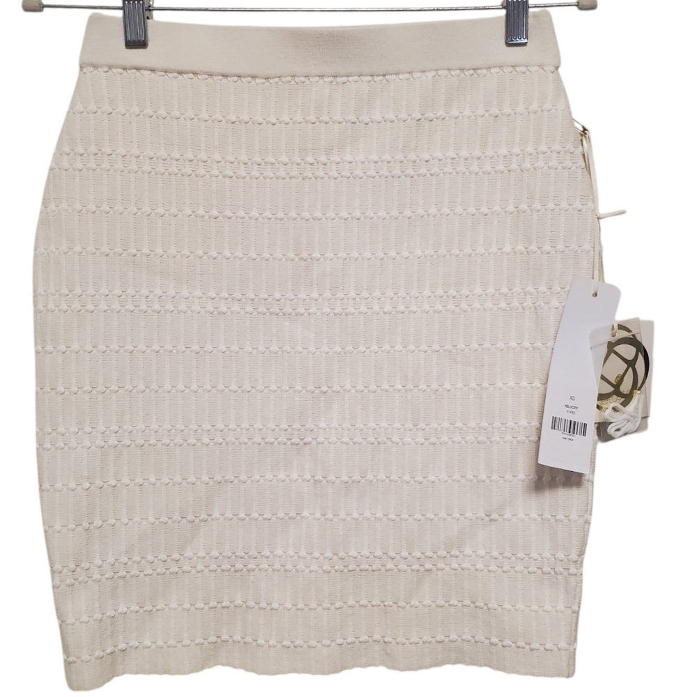 NWT Etcetera Crochet Knit Pencil Skirt Textured Rib Rare Ivory Velocity - Picture 10 of 10